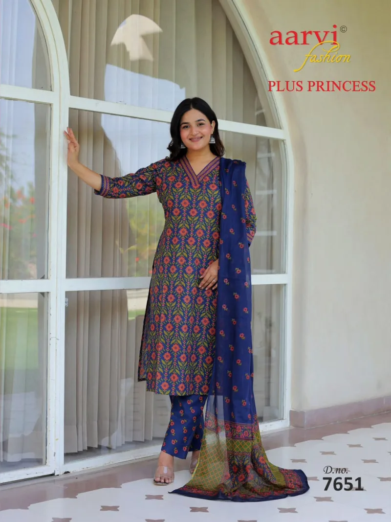 Plus Princess Vol 6 By Aarvi Printed Cotton Plus Size Readymade Dress 